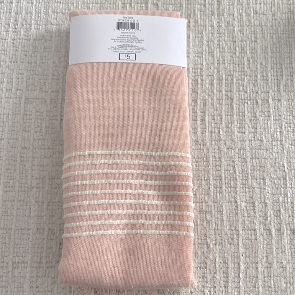 Long Scarf 27 x 70 Pink Stripe NWT - Picture 2 of 2